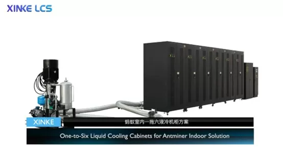 One-to-Six Liquid Cooling Cabinets for Antminer Indoor Solution.