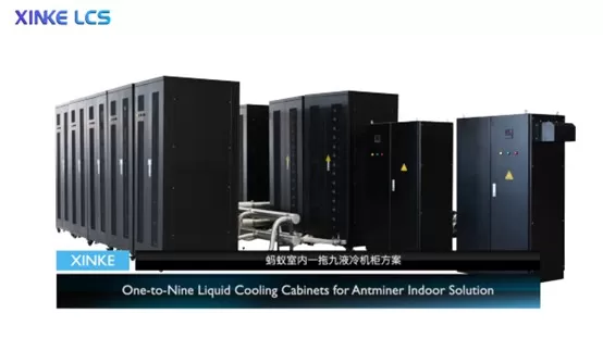 One-to-Nine Liquid Cooling Cabinets for Antminer Indoor Combination Solution.